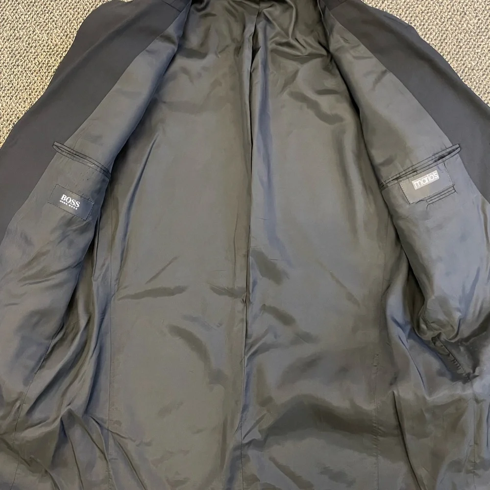 HUGO BOSS Made in USA Vintage 3-Button Wool Einstein/Sigma Jacket in Black‎ 42 L
